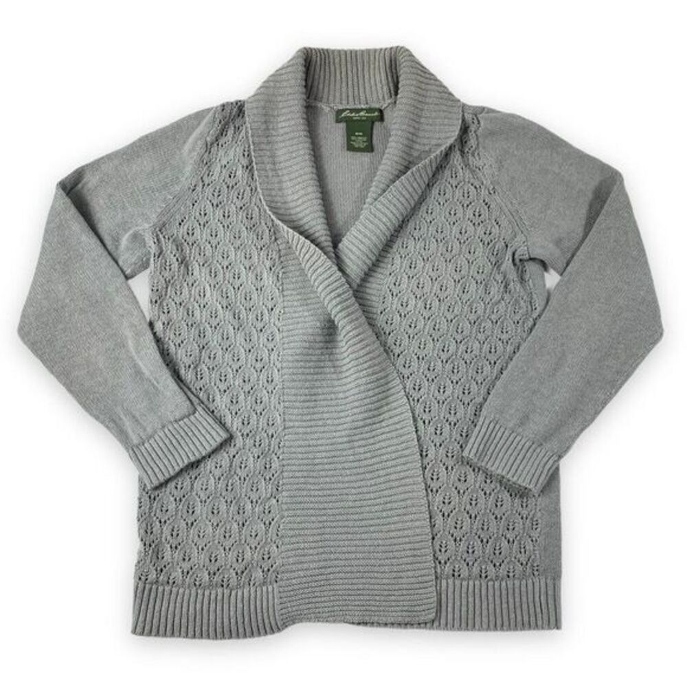 Eddie‎ Bauer Linen Blend Open Front Cardigan Sweater Womens Medium